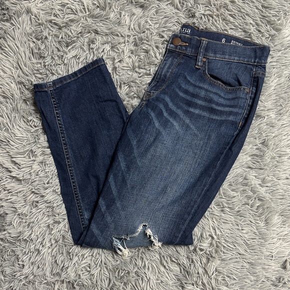a.n.a Denim - Distressed “Skinny Boyfriend Crop” Jeans